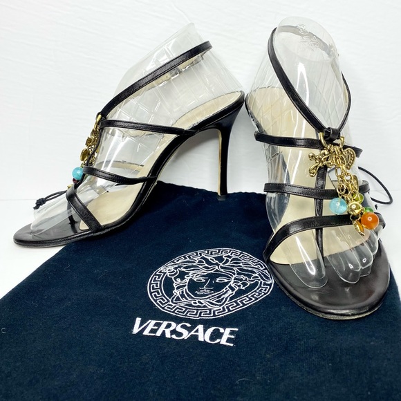 Versace Shoes - Versace Leather Strappy Cage Sandal with Charms